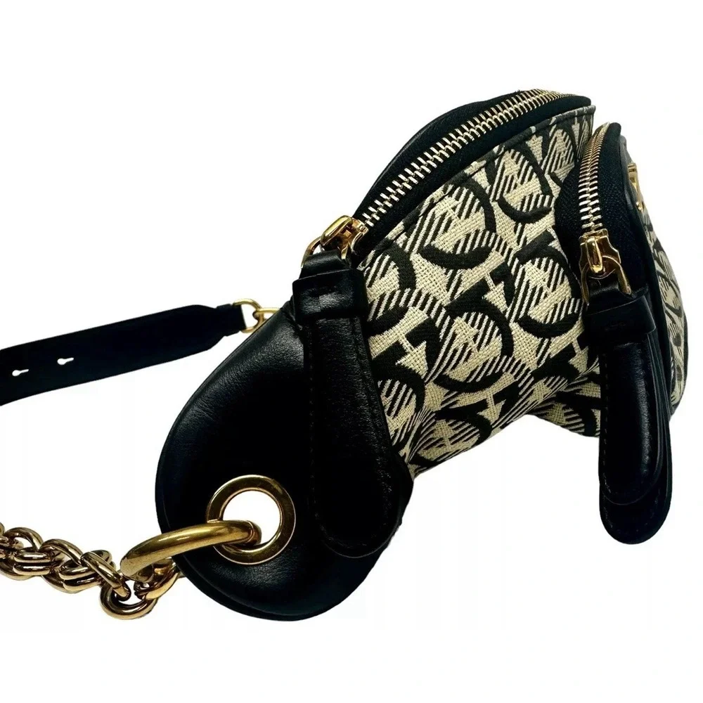 Salvatore Ferragamo Leather & Jacquard Belt Bag, Fanny, Luxury, Authentic $1500!